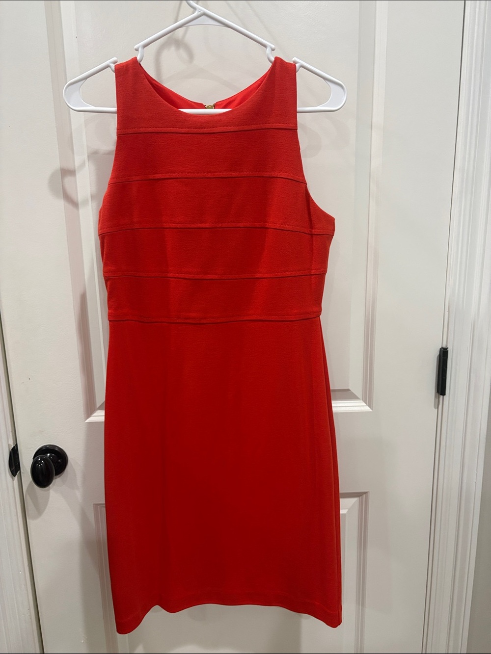 Sleek Red Midi Sheath Dress